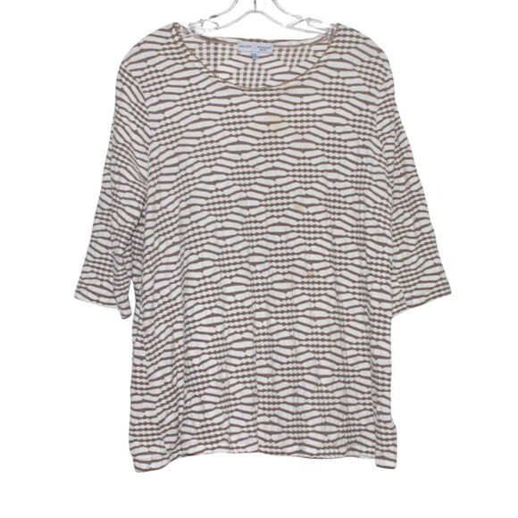 Hillard & Hanson Women's Petite 3/4 Sleeve Striped Round Neck Top, Size PXL - Picture 2 of 4